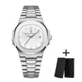 POEDAGAR Luxury Watch Business 30ATM Waterproof Male Clock Luminous Date Stainless Steel Square Quartz Men Watches reloj hombre